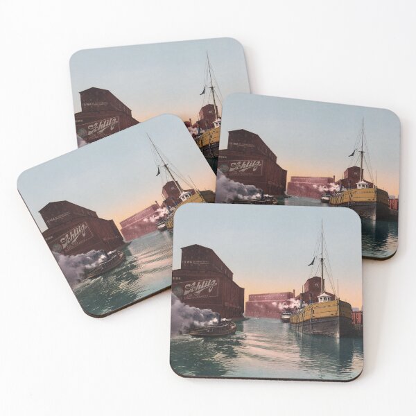 Item preview, Chicago River Elevators And Ships - Illinois Circa 1900 designed and sold by warishellstore.