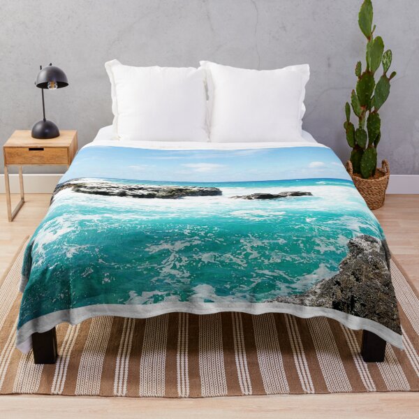 Item preview, Blue Ocean Waves Teal Hawaii Kauai Island Summer Beach designed and sold by Angie Menegay.