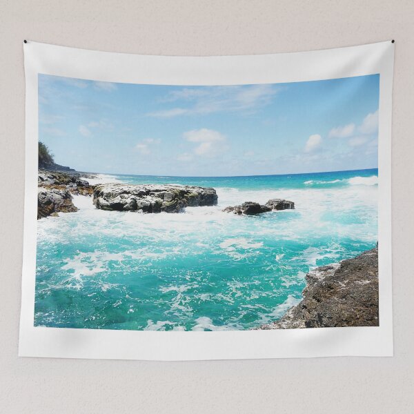 Item preview, Blue Ocean Waves Teal Hawaii Kauai Island Summer Beach designed and sold by Angie Menegay.