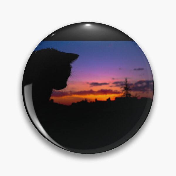 Item preview, cat silhouette watching colorful sunset cityscape designed and sold by lordthebeard.