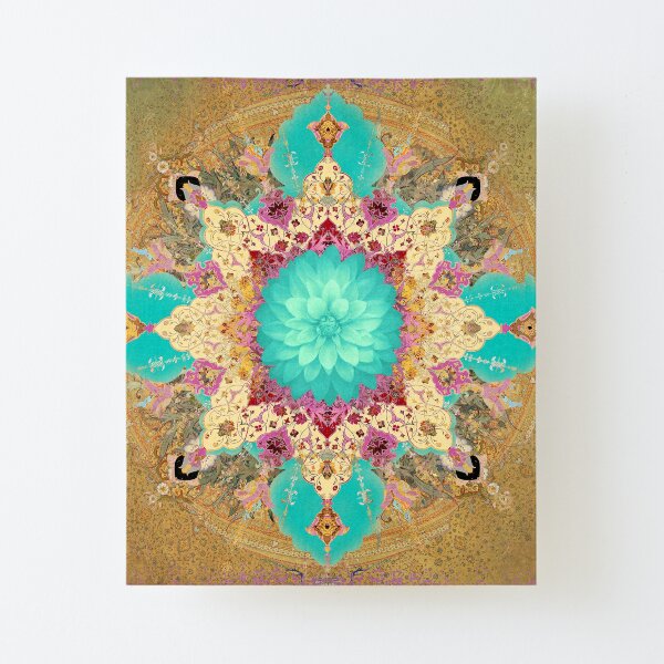 Ornate and Textured Persian Design with Flower Canvas Mounted Print