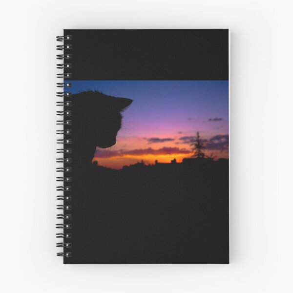 Artikelvorschau, Katzenschattenbild, das buntes Sonnenuntergangsstadtbild beobachtet entworfen und verkauft von lordthebeard.