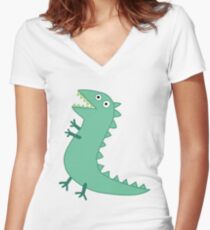 Mr Dinosaur Women's Fitted V-Neck T-Shirt