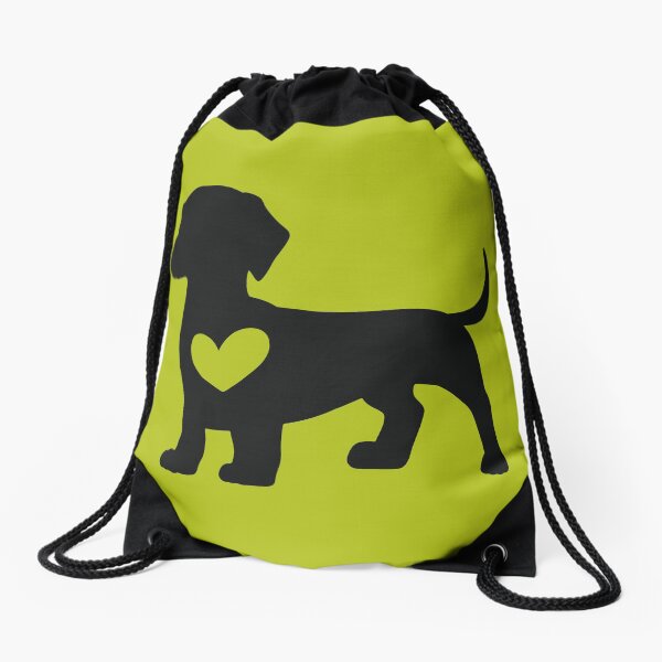 Daschund Heart Drawstring Bag