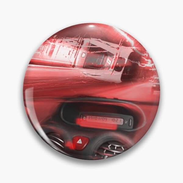 Item preview, Motorist drives at night. Suddenly, derailed train falls on road monochromatic red designed and sold by Flavio Vieri.