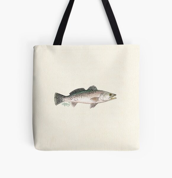 "Spotted Seatrout" by Amber Marine ~ watercolor fish art, © 2013 All Over Print Tote Bag