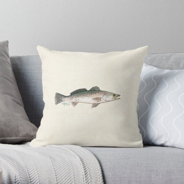"Spotted Seatrout" by Amber Marine ~ watercolor fish art, © 2013 Throw Pillow