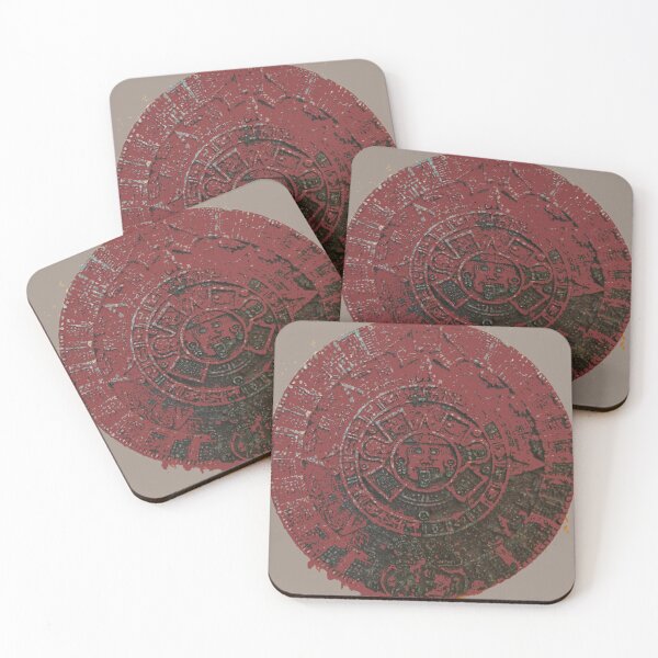 Item preview, Mayan Calendar / Aztec Sun Stone, in red, from Mexico and Central America designed and sold by djrunnels.
