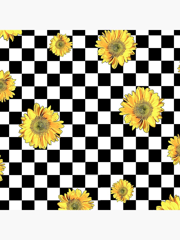 checkered with sunflowers