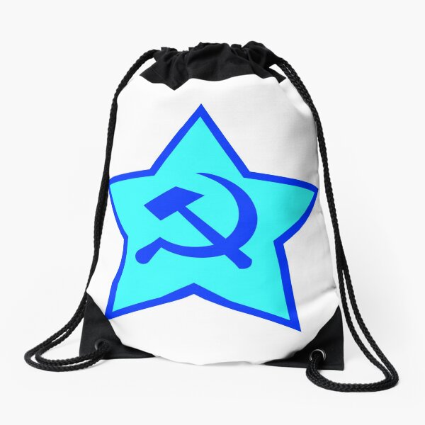 Blue Star, Hammer, and Sickle Drawstring Bag