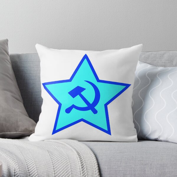 Blue Star, Hammer, and Sickle Throw Pillow