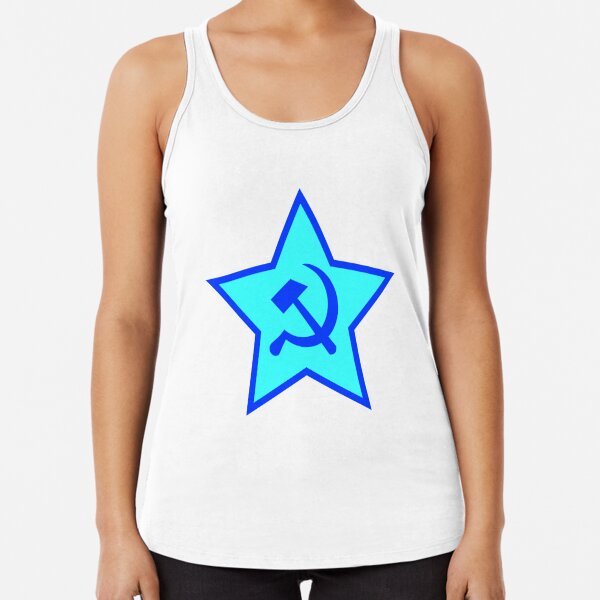 Blue Star, Hammer, and Sickle Racerback Tank Top