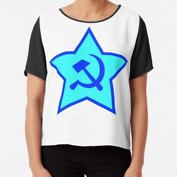 Blue Star, Hammer, and Sickle Chiffon Top