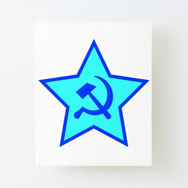Blue Star, Hammer, and Sickle Canvas Mounted Print