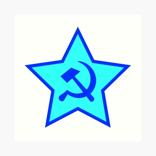 Blue Star, Hammer, and Sickle Art Print