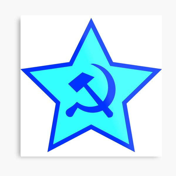 Blue Star, Hammer, and Sickle Metal Print