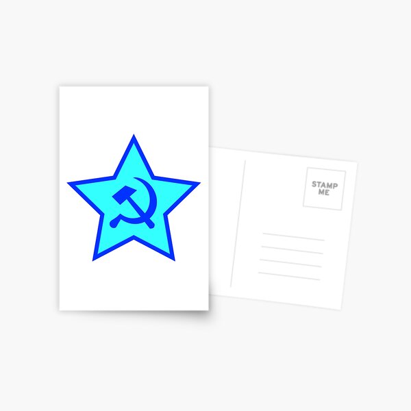 Blue Star, Hammer, and Sickle Postcard