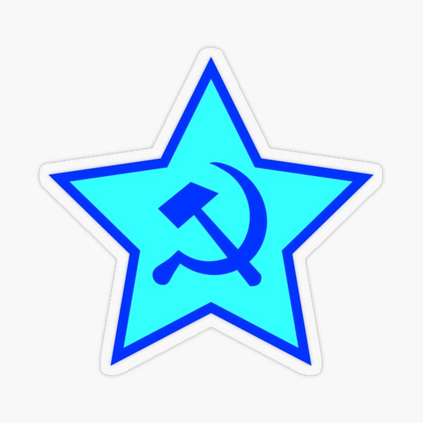 Blue Star, Hammer, and Sickle Transparent Sticker