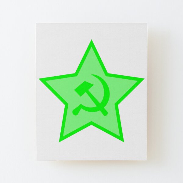 Green Star, Hammer, and Sickle Wood Mounted Print