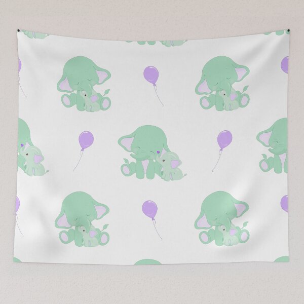 Item preview, Elephants - Green and Purple designed and sold by PeppermintCreek.