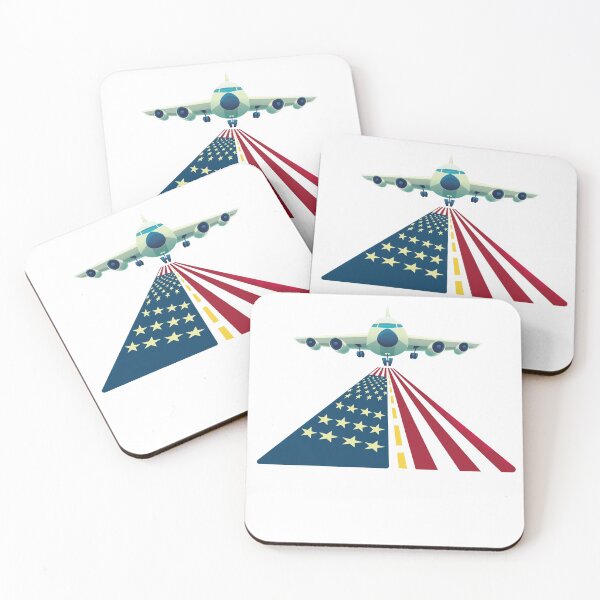 Item preview, Airplane Pilot & American Flag - Airport Runway designed and sold by KiwiArt 2020.
