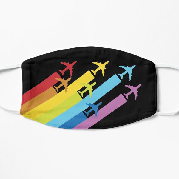 Rainbow chemtrails for airplanes Flat Mask