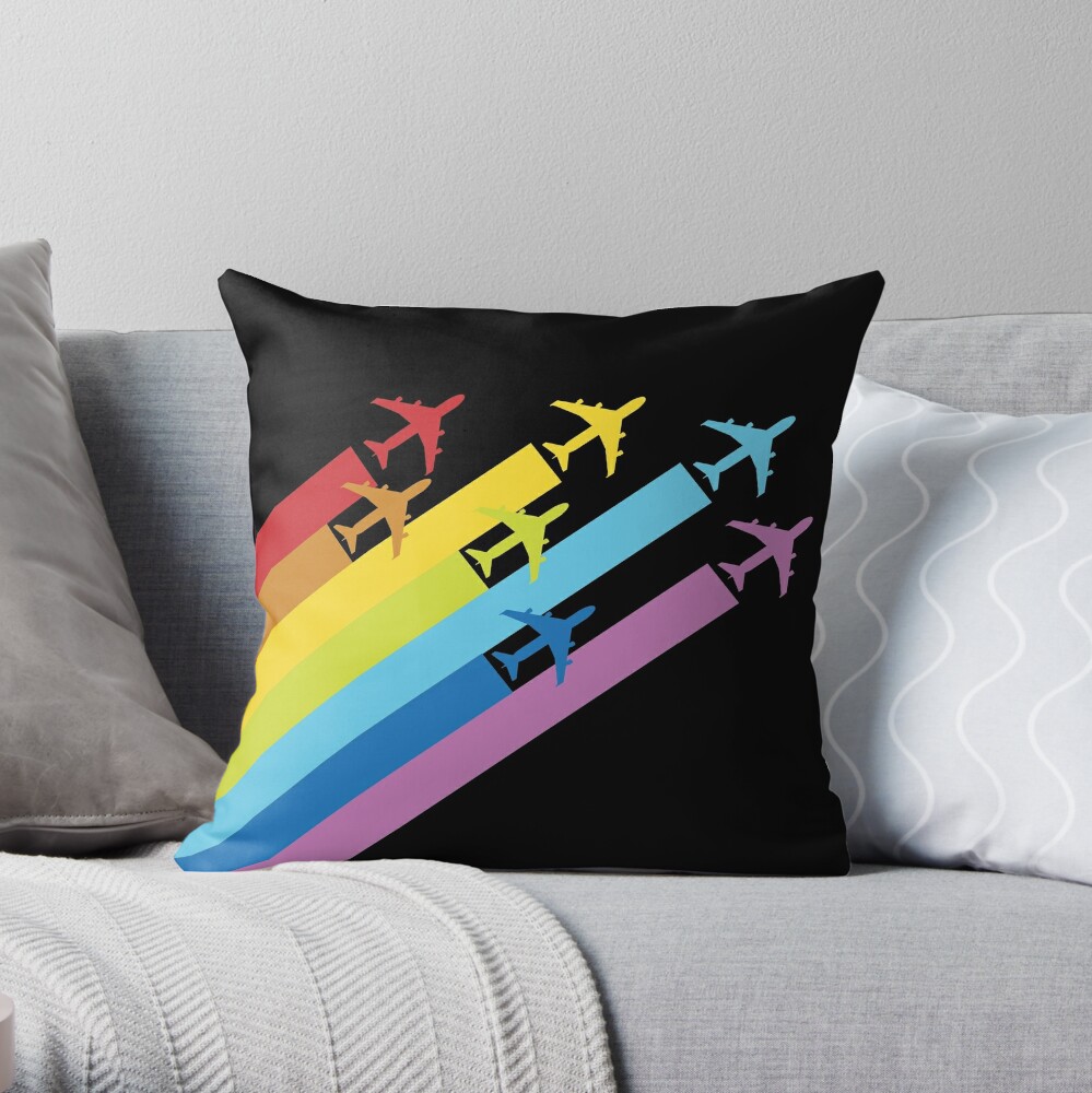 Plane Air Rainbow - Throw Pillow