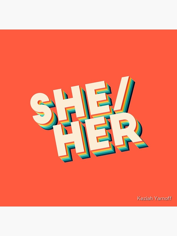 She/Her Retro Pin Button