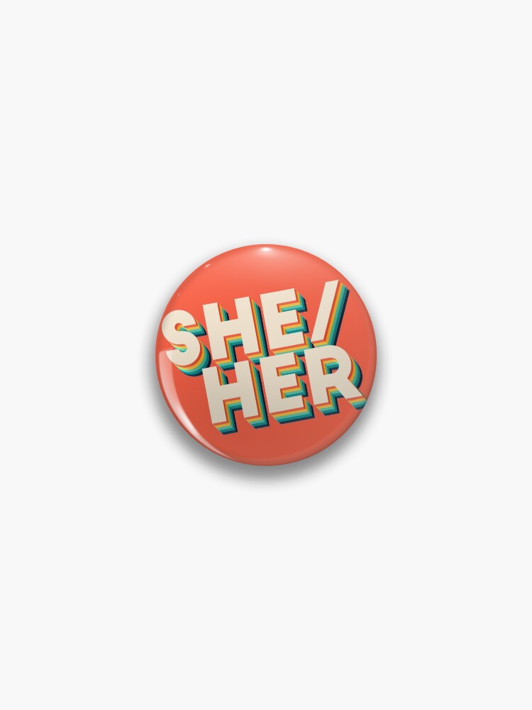 Thumbnail 1 of 3, Pin, She/Her Retro designed and sold by Keziah Yarnoff.