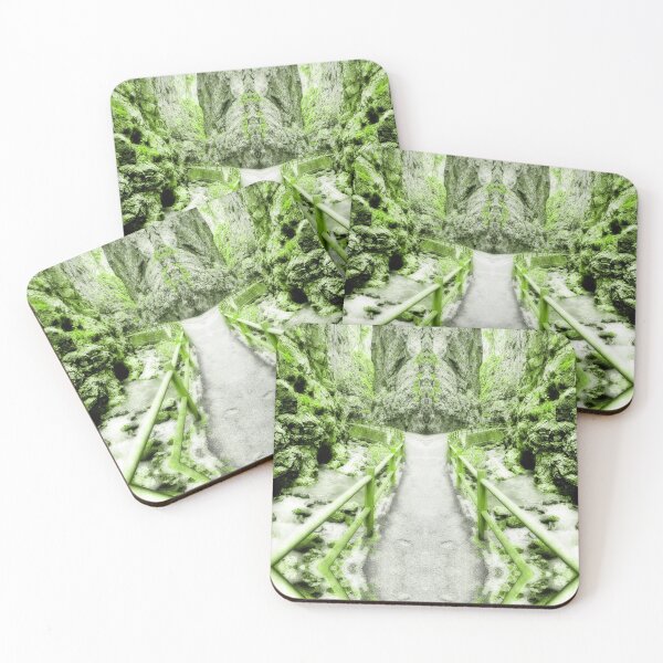 Item preview, People going trekking  among sheer rocks, along mountain path, monochromatic green designed and sold by Flavio Vieri.