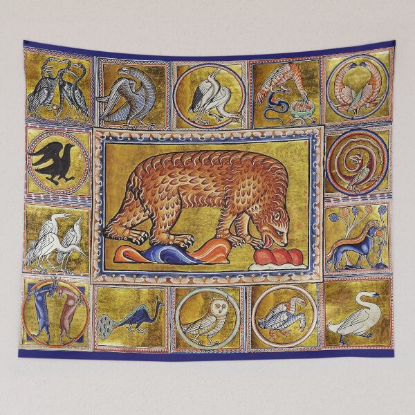 Item preview, MEDIEVAL BESTIARY,BEAR, FANTASTIC ANIMALS IN GOLD RED BLUE COLORS designed and sold by BulganLumini.