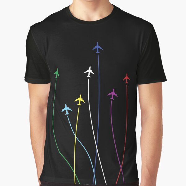 Vista previa del artículo con la obra «Aviones arcoiris volando uno sobre el otro», diseñado y vendido por avionbubble.