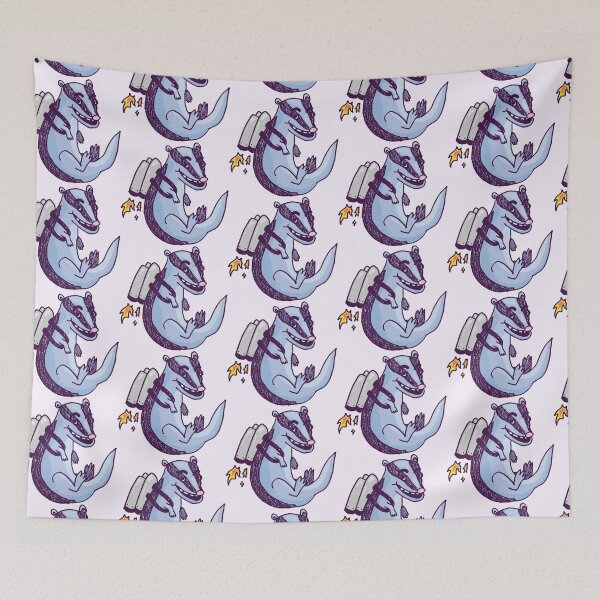 Item preview, Badger with a Jet Pack Funny Hand Drawn Monster Doodle designed and sold by PastelPickles.