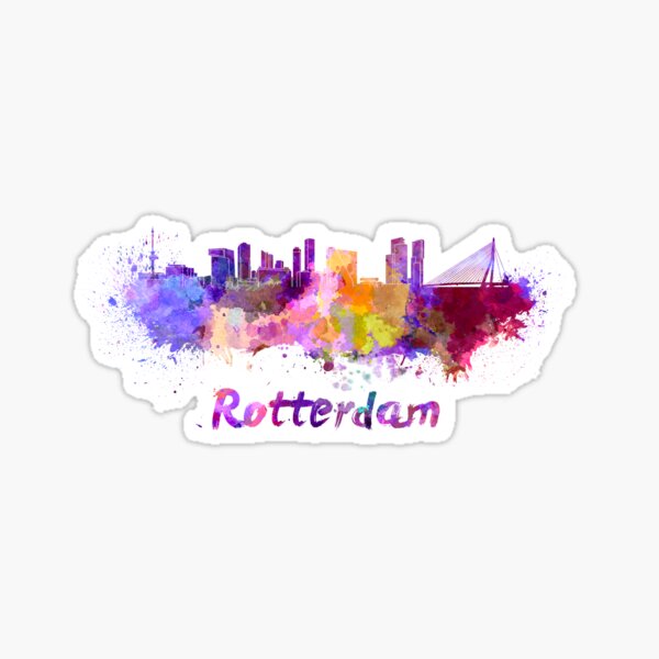 Rotterdam skyline in watercolor Sticker