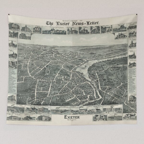 Item preview, Vintage Pictorial Map of Exeter NH (1896) designed and sold by BravuraMedia.