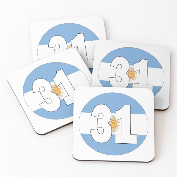 Item preview, Number 31 with Argentina flag on the background designed and sold by AllShirts21.