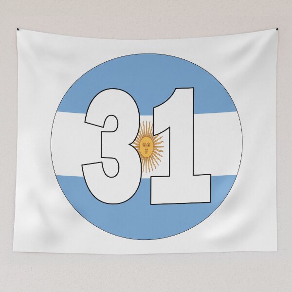 Item preview, Number 31 with Argentina flag on the background designed and sold by AllShirts21.