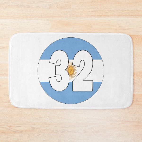 Item preview, Number 32 with Argentina flag on the background designed and sold by AllShirts21.