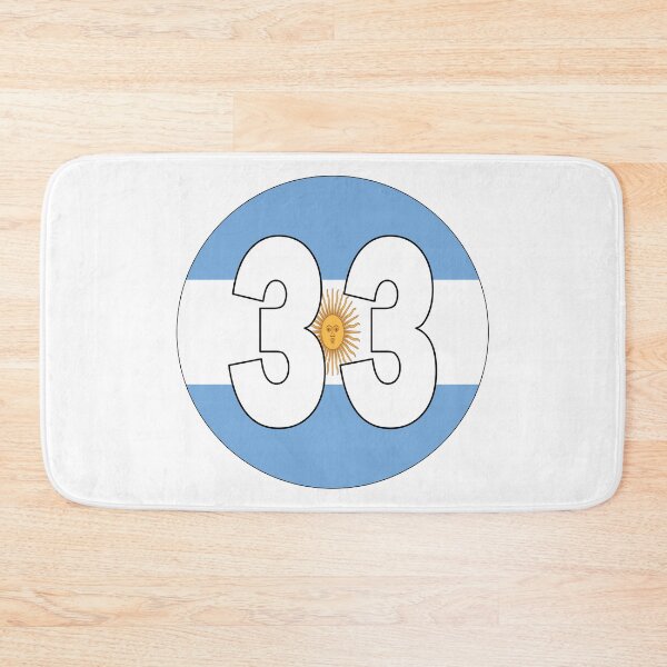 Item preview, Number 33 with Argentina flag on the background designed and sold by AllShirts21.