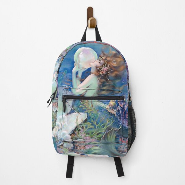 Vintage Mermaid painting, mythological being Backpack
