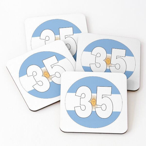 Item preview, Number 35 with Argentina flag on the background designed and sold by AllShirts21.