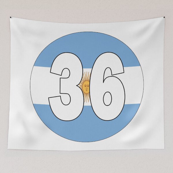 Item preview, Number 36 with Argentina flag on the background designed and sold by AllShirts21.