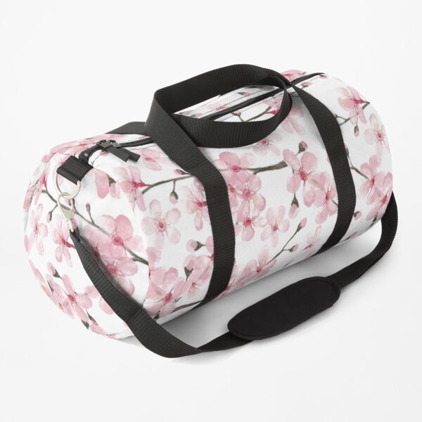 Cherry Blossom watercolor fashion and home decor by Magenta Rose Designs Duffle Bag