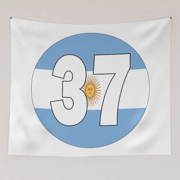 Item preview, Number 37 with Argentina flag on the background designed and sold by AllShirts21.
