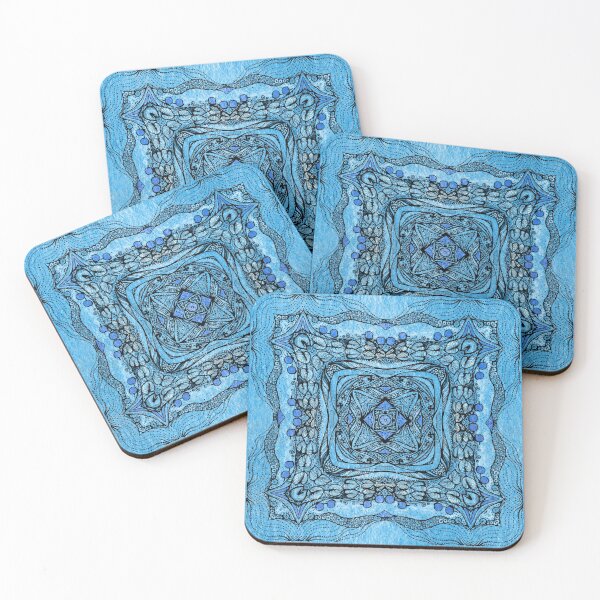 Item preview, blue garden patttern designed and sold by MandalaFlowerArt.