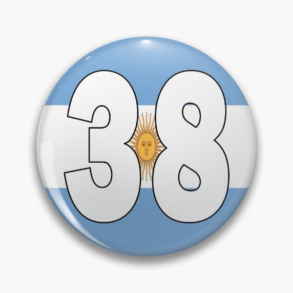 Item preview, Number 38 with Argentina flag on the background designed and sold by AllShirts21.