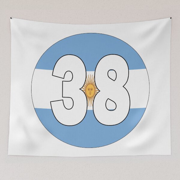 Item preview, Number 38 with Argentina flag on the background designed and sold by AllShirts21.