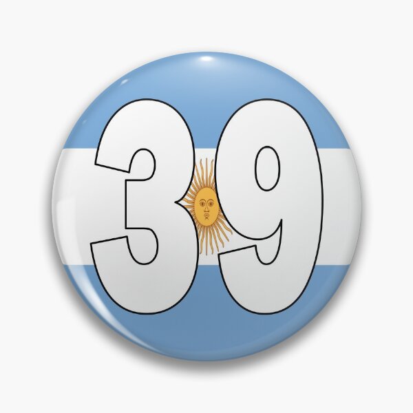 Item preview, Number 39 with Argentina flag on the background designed and sold by AllShirts21.