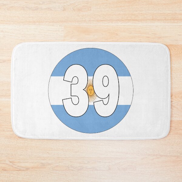 Item preview, Number 39 with Argentina flag on the background designed and sold by AllShirts21.