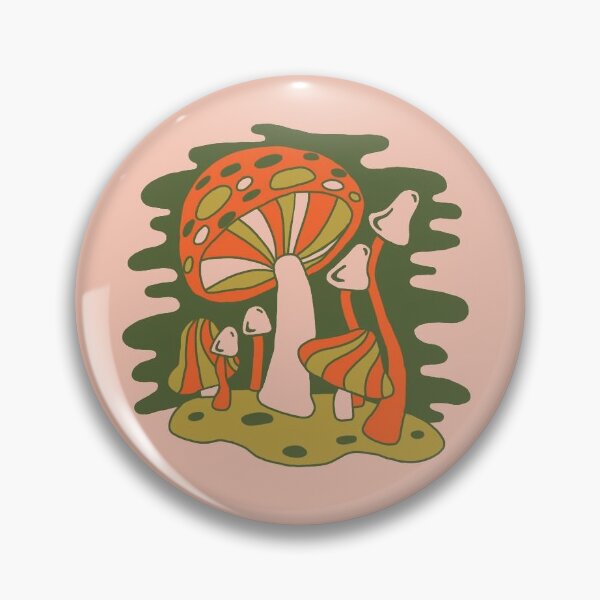 groovy mushroom sticker Pin